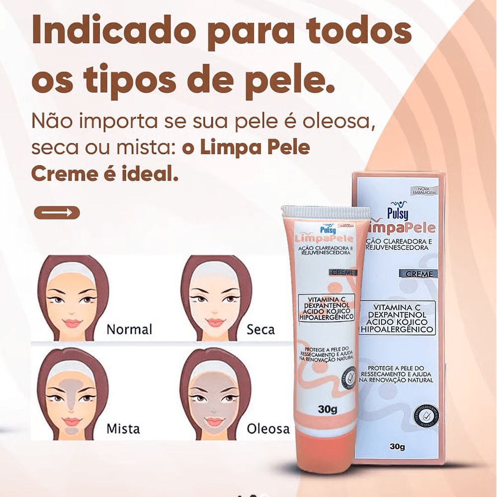 Creme Clareador e Rejuvenescedor Facial Pulsy 30g